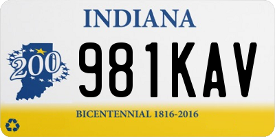 IN license plate 981KAV