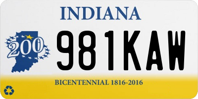 IN license plate 981KAW