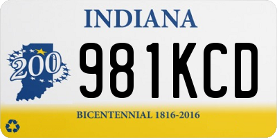 IN license plate 981KCD