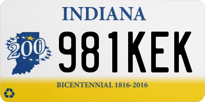 IN license plate 981KEK