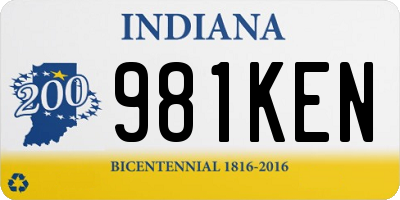 IN license plate 981KEN