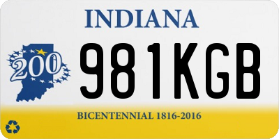 IN license plate 981KGB