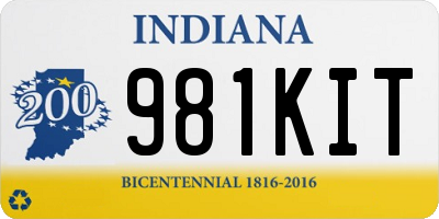 IN license plate 981KIT