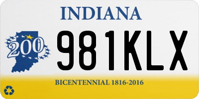 IN license plate 981KLX