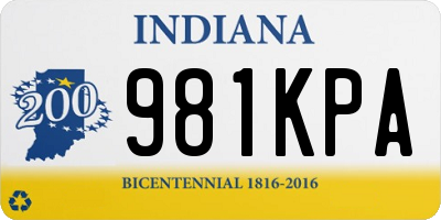 IN license plate 981KPA