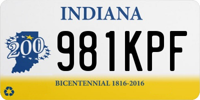 IN license plate 981KPF