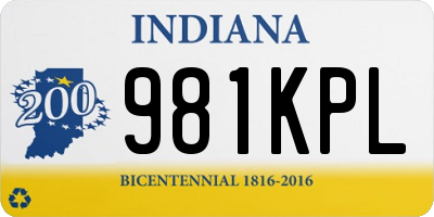 IN license plate 981KPL