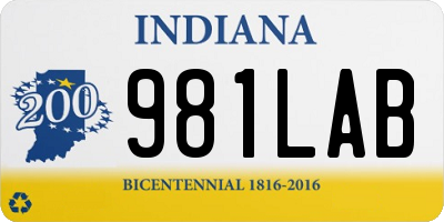 IN license plate 981LAB