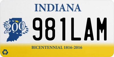 IN license plate 981LAM