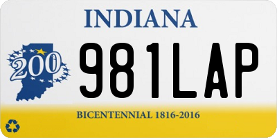 IN license plate 981LAP