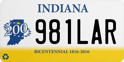 IN license plate 981LAR