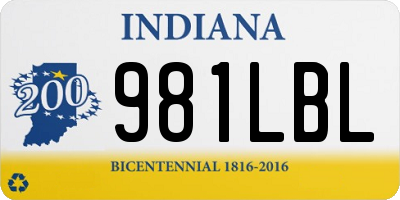 IN license plate 981LBL