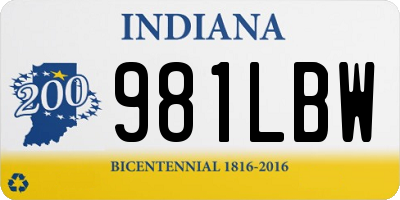 IN license plate 981LBW