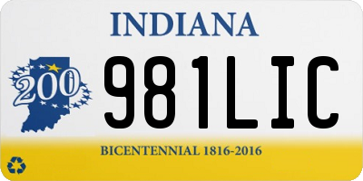 IN license plate 981LIC