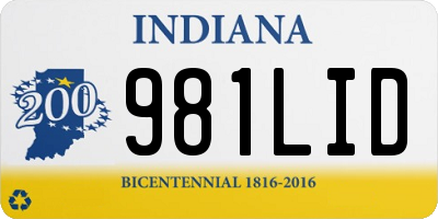 IN license plate 981LID