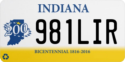IN license plate 981LIR