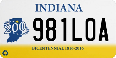 IN license plate 981LOA