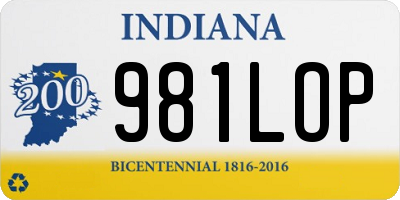 IN license plate 981LOP