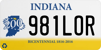 IN license plate 981LOR