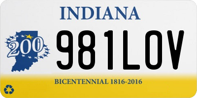 IN license plate 981LOV