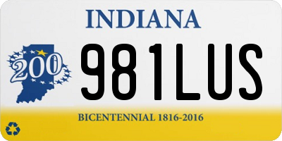 IN license plate 981LUS