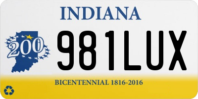 IN license plate 981LUX