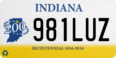 IN license plate 981LUZ
