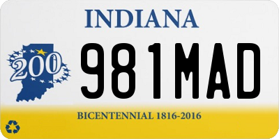 IN license plate 981MAD