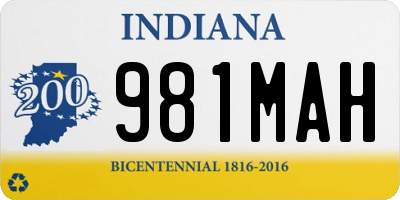 IN license plate 981MAH