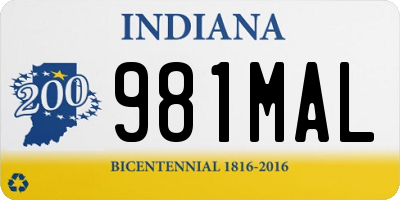 IN license plate 981MAL