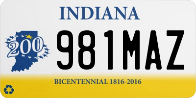 IN license plate 981MAZ