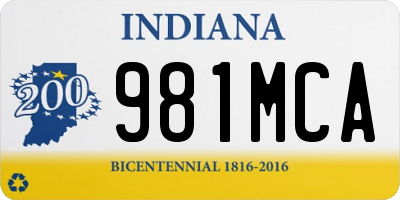 IN license plate 981MCA