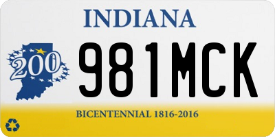 IN license plate 981MCK
