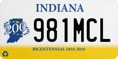 IN license plate 981MCL