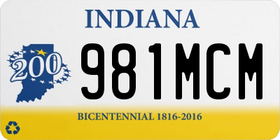 IN license plate 981MCM