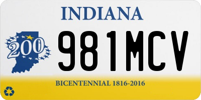 IN license plate 981MCV