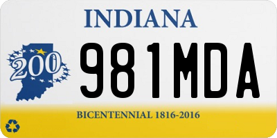 IN license plate 981MDA