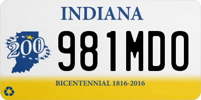 IN license plate 981MDO