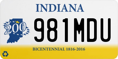 IN license plate 981MDU