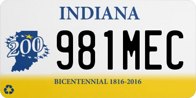 IN license plate 981MEC