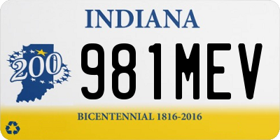 IN license plate 981MEV