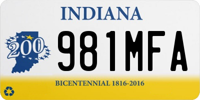 IN license plate 981MFA