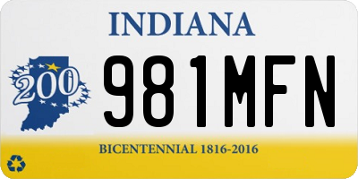 IN license plate 981MFN