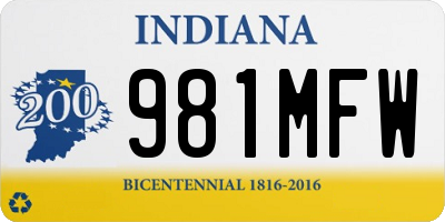 IN license plate 981MFW