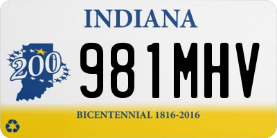 IN license plate 981MHV