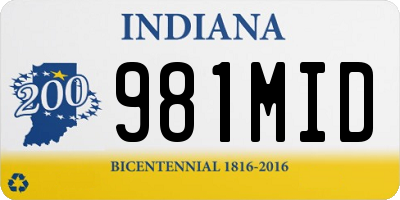 IN license plate 981MID