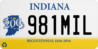 IN license plate 981MIL