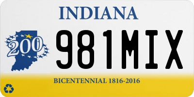 IN license plate 981MIX