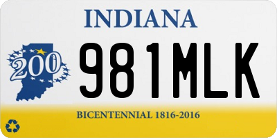 IN license plate 981MLK