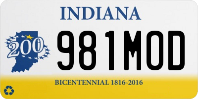 IN license plate 981MOD